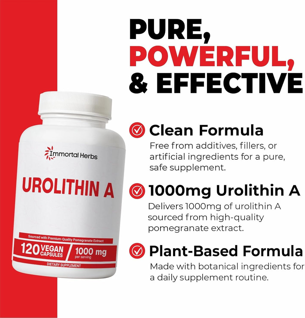 Urolithin a Supplement 1000Mg, 120 Pills, Mitochondrial & Antioxidant Support, Non-Gmo and Gluten-Free Urolithin A+ Supplement for Women and Men